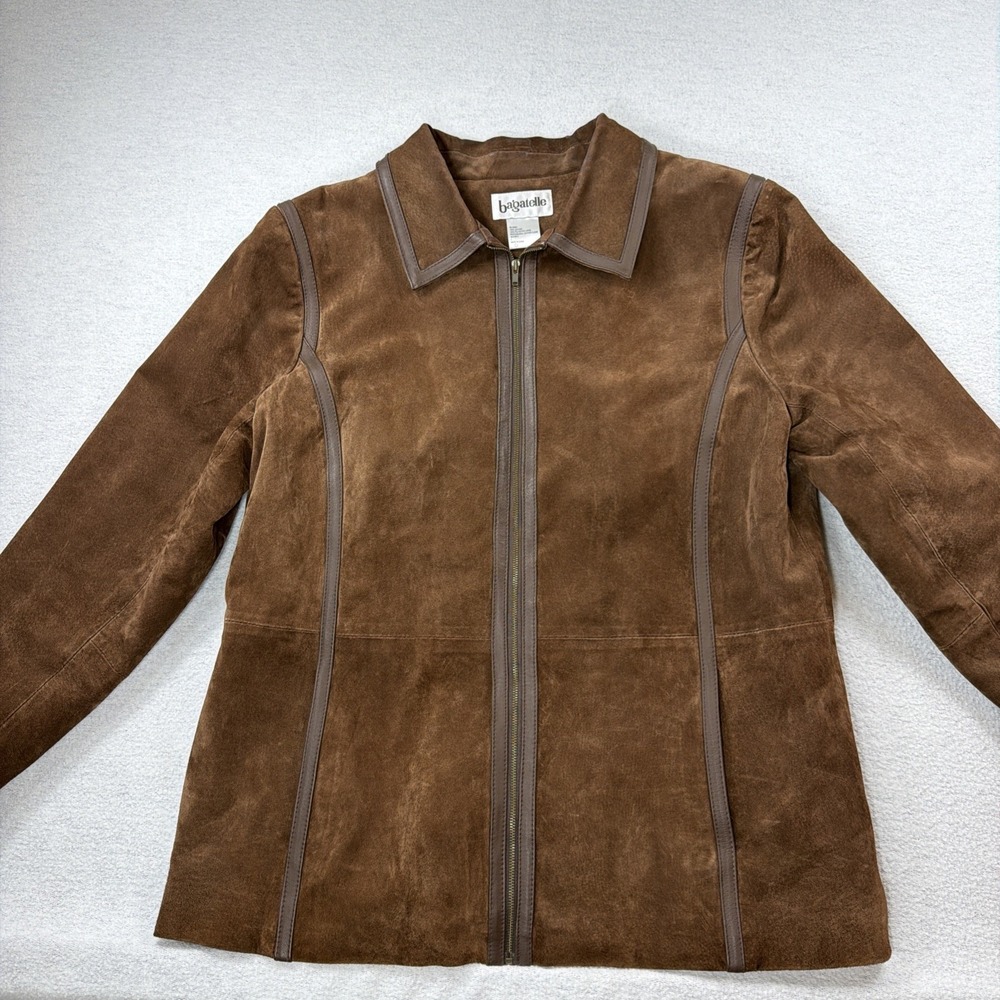 Vintage 90s Genuine Suede Leather Zip Up Jacket Brown Boho Western Minimalist